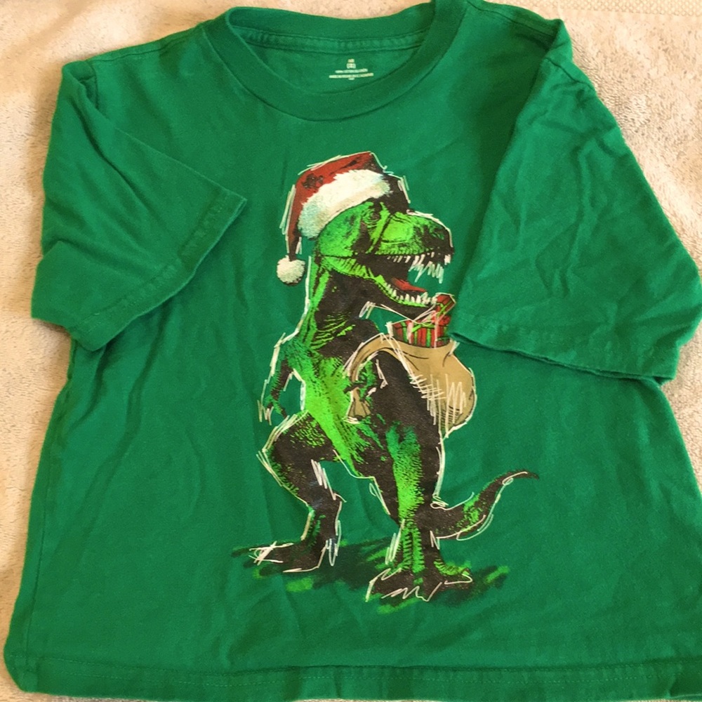 Boys Christmas dinosaur santa